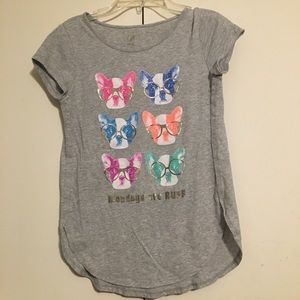 Total Girl Girl’s L Grey French Bulldog T-shirt